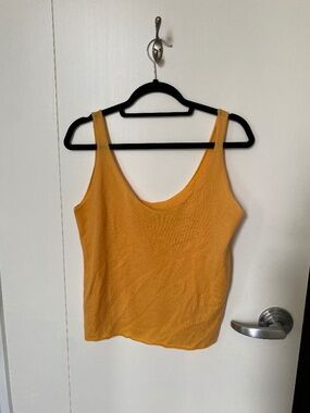 Vince 100% Cashmere Scoop Neck Tank Top Camisole Orange Yellow Large